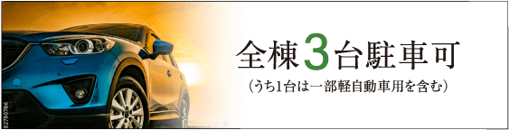 全棟3台駐車可（うち1台は一部軽自動車用を含む）