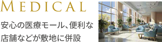 安心の医療モール、便利な店舗などが敷地に併設