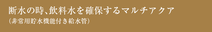 断水の時、飲料水を確保するマルチアクア （非常用貯水機能付き給水管）